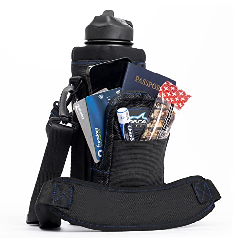 Arca Gear 40 oz Hydro Carrier - Insulated Water Bottle Sling w/Carry Handle, Shoulder Strap, Wallet and Two Pouches - The Perfect Flask Accessory - Lagoon Blue - color: Lagoon Blue