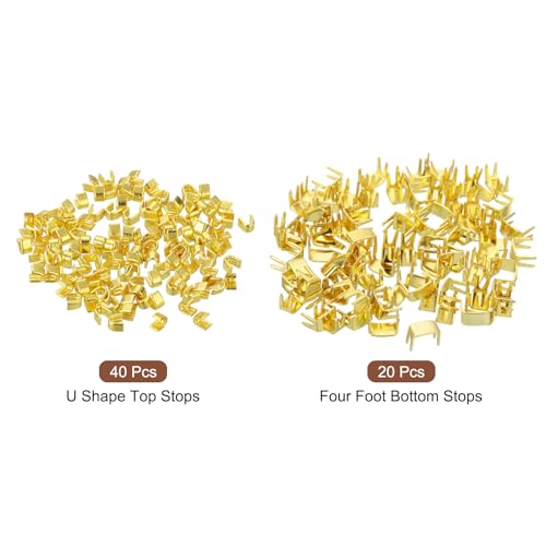 uxcell #5 Zipper Slider Retainers Kit, 20Pcs Bottom Stops & 40Pcs Top Stops for Bags Coats Jackets Closed-end Zippers Replacing, Gold - color: Gold, size: #5