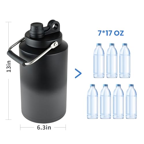 1 Gallon Water Bottle Insulated Stainless Steel Keeps Ice 48Hr, Large Water Gallon Jug Wide Mouth Leakproof Vacuum for Gym, Camping, & Construction Gradient Grey - color: Gradient Grey