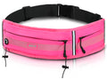MIER Running Belt for Women & Men, Fanny Pack with Marathon Bib Clip, Pink - color: Pink
