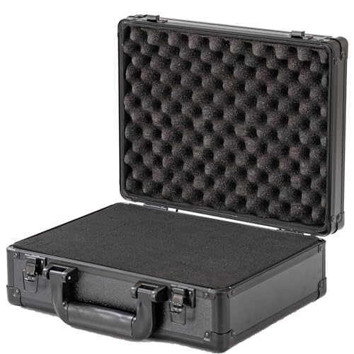 Small Hard Case with Pluck Foam Interior for Pisto l, GoPro,Microphone, Camera, and More - Outer Size 12.2 x 9 x 4.5 Inches, Black - color: 12.2 x 9 x 4.5