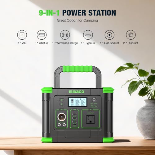 Portable Power Station 330W 288.6Wh Solar Generator Emergency Travel Backup - color: green