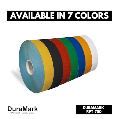 DuraMark RPT-750 Reflective Pavement Marking Tape, Black, 2 in x 108 ft | Permanent rubber base bonds to asphalt and concrete; glass-bead reflectivity improves low-light visibility. - color: Black, size: 2 Inch x 108 Ft