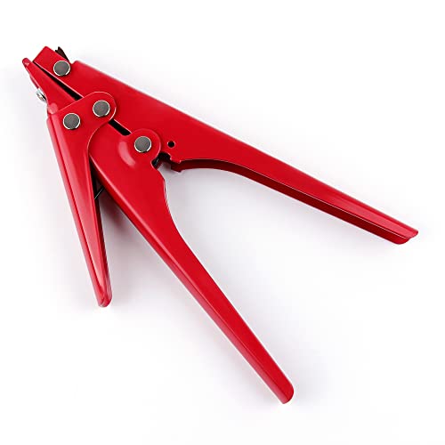 Zip Tie Tool and Tensioning and Cutting Tool for Plastic Nylon Cable Tie or Fasteners up to 0.37 Inches - color: Red