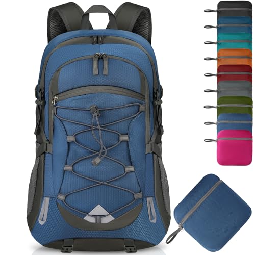 IGOLUMON Hiking Backpack 40L Packable Lightweight Camping Daypack Men Women | Multi-compartment storage Water-resistant Foldable Nylon Material Hiking Day pack for Camping Cycling Outdoor - color: Navy Blue