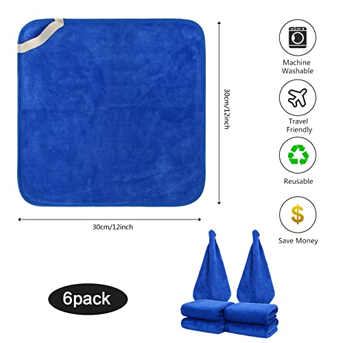 SINLAND Microfiber Facial Cloths Fast Drying Washcloth 12inch x 12inch (6pack, Blue) - color: Blue, size: 1 Count (Pack of 6)