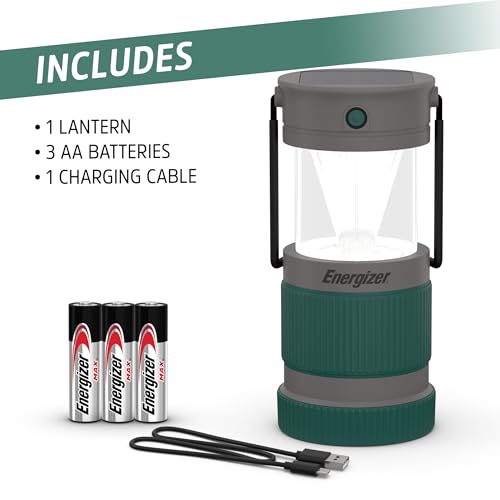 Energizer S-500 Hybrid Power Camping Lantern, Solar, Rechargeable, or AA Battery Powered, IPX4 Water Resistant Bright LED Lantern - style: 500 Lumens