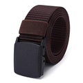 Mile High Life | Nylon Web Belt | Outdoor Military Belt | TSA Safe Buckle Plastic/Metal - color: Brown
