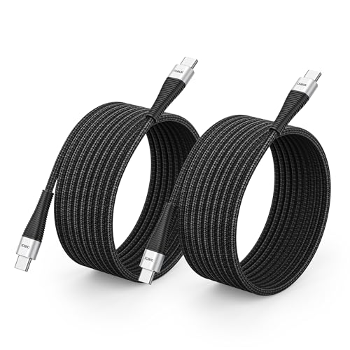 Extra Long USB C Cable 15FT, 2Pack 100W USBC to USBC Cable Fast Charging | Nylon Braided Heavy Duty Charging Cord for iPhone 17 Pro Max 16 15, iPad Pro, Air, Mini, MacBook, Samsung S26 S25 S24 - Black - color: Black, size: 15 FT - 2 Pack, style: USB C to