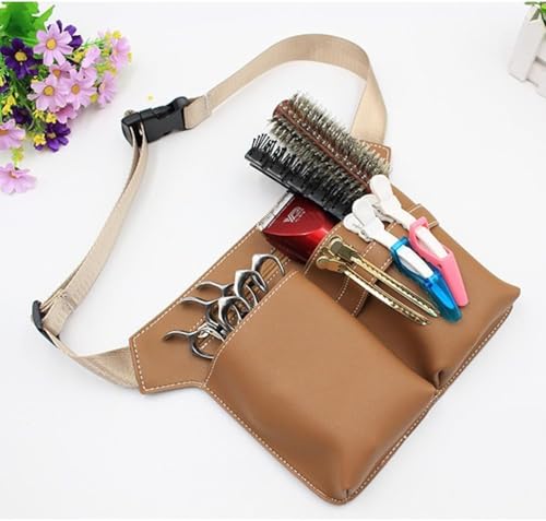 Scissor Bag,Barber PU Leather Waist Pouch,Professional Hairdressing Tools Storage Holster with Waist Belt,Hairstylist Waist Belt,Professional Hairdressing Tools Storage Holster - color: Yellow