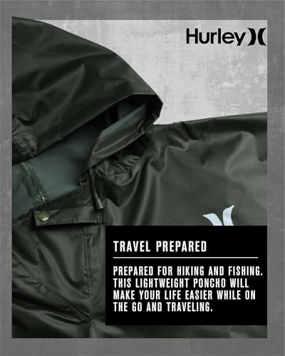 Hurley Ponchos Adult Rain Ponchos Waterproof Lightweight Packable Rain Top | Compact Packable Design for Hiking, Camping and Emergencies, Waterproof Coverage That Stows Easily in a Bag - color: Olive