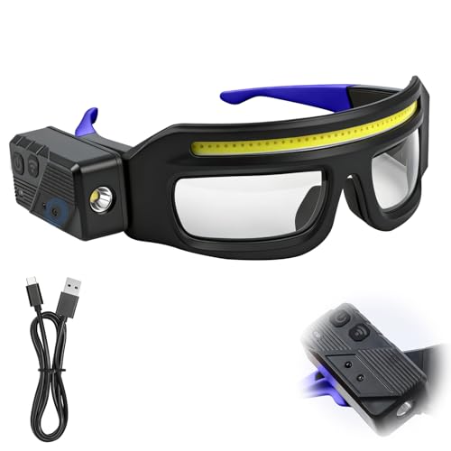 LED Rechargeable Headlight Glasses, Motion Sensor & Touch Control, 5 Modes, 350-500lm, USB-C Charging, IPX4 Waterproof, Hands-Free for Running Camping Fishing Cycling Hiking (Blue) - color: Blue