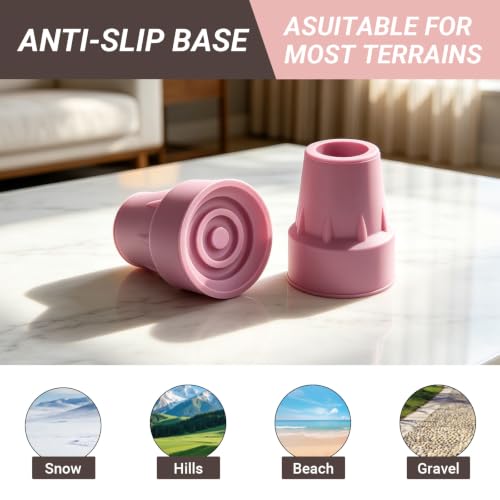 Crutch Tips 7/8 Inch Upgrade Heavy Duty Rubber Crutch Accessories Replacement Rubber Cane Tips, 4-Pack Pink - color: Pink-4 Pcs