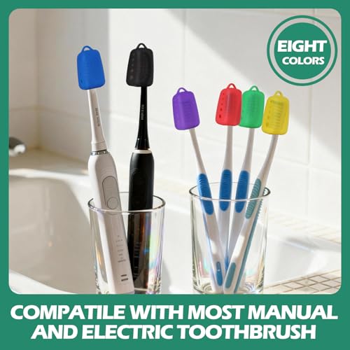 Lapfoon 8 Pack Toothbrush Covers, Silicone Tooth Brush Cover Cap | Toothbrush Caps for Electric & Manual Toothbrush Heads - color: Black
