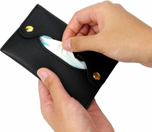 Black Pocket Tissue Holder - Tissue Holder | Travel Pouch for Tissue | Pocket Paper Towel | Tissue Bag Holder | Paper Towel Pu Leather Case | Paper Box Bag | Tissue Storage Bag Holders and Dispensers