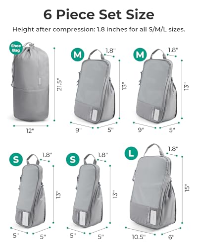 BAGSMART Compression Packing Cubes for Travel Essentials - color: Storm Front Grey, size: Set of 6