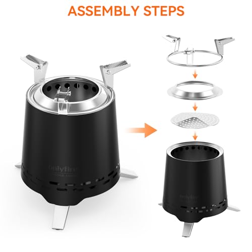 2-in-1 Wood Burning Fire Pit with Pot Rack, 9" Tabletop Fireplace, Black | Portable Stainless Steel Camp Stove with Carry Bag for Camping, Patio, Backyard, RV & Tailgating, Smokeless Firepit, FP046 - color: Black, size: 9"