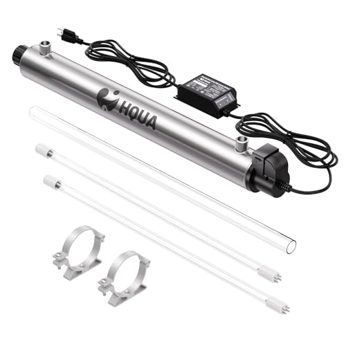 HQUA-OWS-6 120V 25W 1/2" MNPT Inlet/Outlet Small House,Kitchen Ultraviolet Water Purifier Filter, + 1 Extra UV Lamp