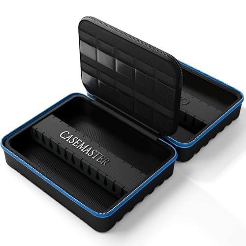 Casemaster Maxx 8 Dart Case, Holds 24 Steel Tip or Soft Tip Darts Fully Assembled, Hard Shell EVA Darts Case, 20 Accessory Pockets, Blue - color: Blue, size: 8 Dart