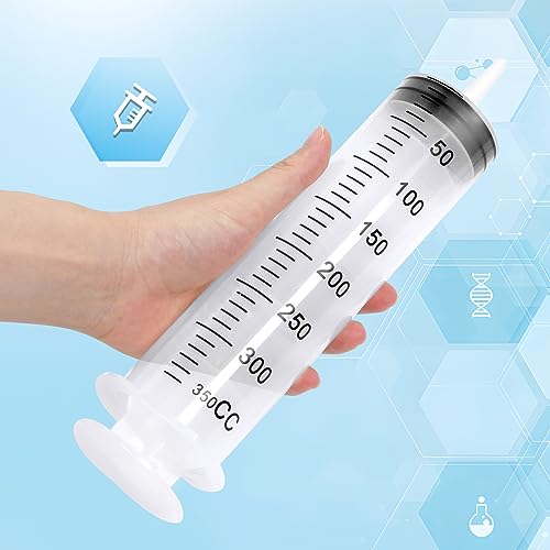3 Pack 350ml Syringes with 55.1 Inch Tube, Large Plastic Syringe Individually Sealed for Scientific Labs, liquids Measuring, Watering, Refilling - style: 350 ml