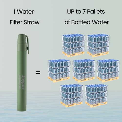 Portable Water Filter Straw Survival, Essential Camping & Hiking Gear, Water Purification Straw for Travel, Biking and Emergency Preparedness - color: Green, style: 4PACK