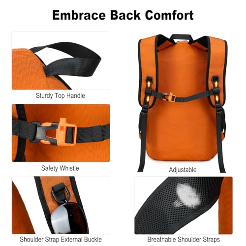 Nerlion Lightweight Foldable 35L Hiking Backpack Travel Backpack for Men Women Camping Waterproof Outdoor Hiking Daypack Backpack Orange - color: Orange