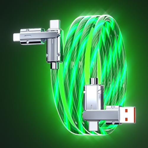 100W 4 in 1 LED Light Up Charging Cable,3.3FT Mecha Glow Fast Charging Cord USB A/C to C/Fruit Multi Charger Cable,for Phone 17/16/15/14 Mac,Samsung S24 S23 S22(Green) - color: Green