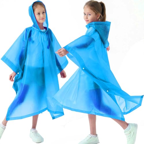 2 Pack Raincoats for Kids, Kids Rain Jacket Reusable Rain Ponchos for Boys and Girls - color: Pink&blue