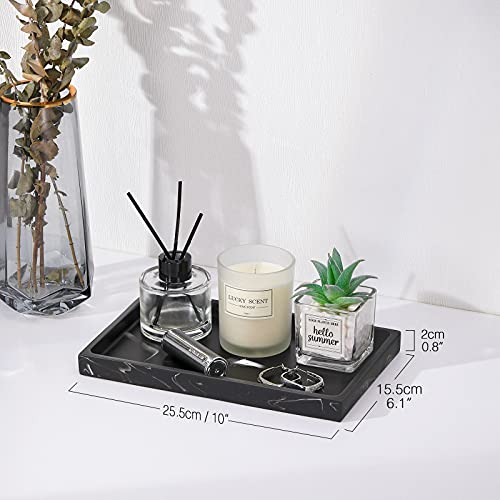 Luxspire Resin Bathroom Vanity Tray for Countertop Organizer, M, Ink Black | 10 x 6 inch, non-slip waterproof resin, easy wipe clean, fits bath kitchen vanity, holds jewelry toiletries soap - color: Ink Black, size: M