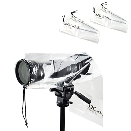 JJC Camera Rain Cover Sleeve for DSLR w/Lens up to 18", Waterproof, 4-Pack | Completely See-Through, Protects from Rain/Dust/Mud, PE Material, for Canon Nikon Fujifilm Sony Olympus Pentax Sigma DSLR - color: 4-Pack