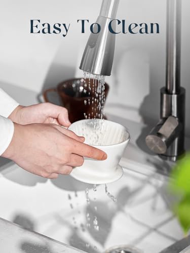 DOWAN Pour Over Coffee Maker, Non-Electric Pour Over Coffee Dripper, Manual Brew Maker, Single Cups Porcelain Slow Brewing Accessories for Gifts,White - color: White