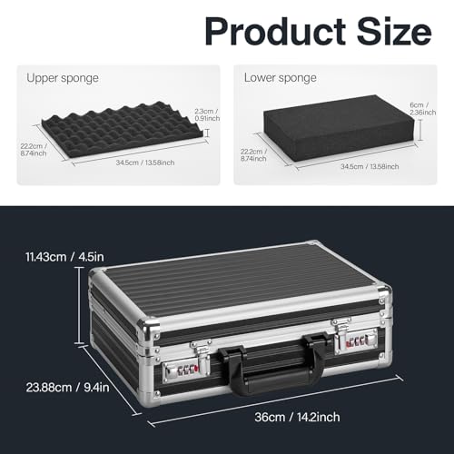 LOCKCURX Security Lock Boxes - 14.2 x 9.4 x 4.5 Inch Medium, Portable Locking Storage Totes with Dual Combination Locks, Medicine Lock Box, Lock Boxes for Personal Items, Cash & Briefcase - Black - color: Black, size: Medium
