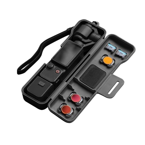 Travel Case for DJI Osmo Pocket 3 / Xtra Muse Accessories (Black) | for Osmo Pocket 3 Creator Combo / Xtra Muse Case, with 3 Magnetic CPL/ND Filter Slots and 2 Card Slots, with Wrist Strap - color: Black