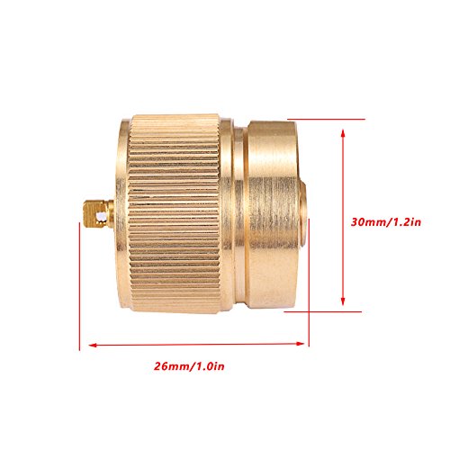 Camping Stove Adapter 1LB Propane Small Tank Input and a Lindal Valve EN417 Output Outdoor Cylinder LPG Canister Convert (Brass)