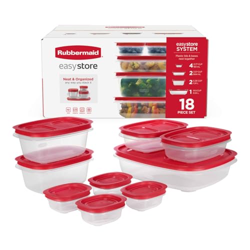 Rubbermaid EasyStore Large Containers, 18-Piece Set, Food Storage Containers with Lids - size: 18-Piece