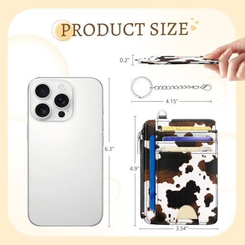 Kelvoris Credit Card Holder Small Wallet Women, Slim RFID, Cow Print - color: Cow Print