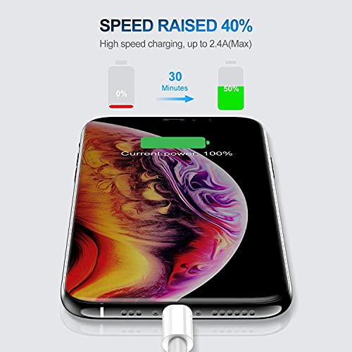 3 Pack Apple MFi Certified iPhone Charger Cable 10ft, Lightning to USB Cord, 2.4A Fast Charging,Apple Phone Long Chargers for iPhone 12/11/11Pro/11Max/ X/XS/XR/XS Max/8/7/6 - color: White, size: 10 ft