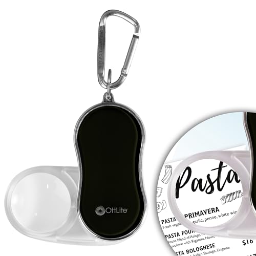OttLite Pocket LED Magnifier with Carabiner Clip, Black | 3.5x Pocket LED Magnifier | Automatic On/Off | Carabiner Clip Included - color: Black