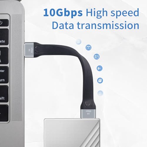 Poyiccot Short USB to USB Cable 5inch,10Gbps Type A Male to Male Cord Bi-Directional Soft Flat USB 3.0 Male to Male Charging and Data Transfer Cable USB Cord for Hard Drive, Laptop,USB 3.0 Hub