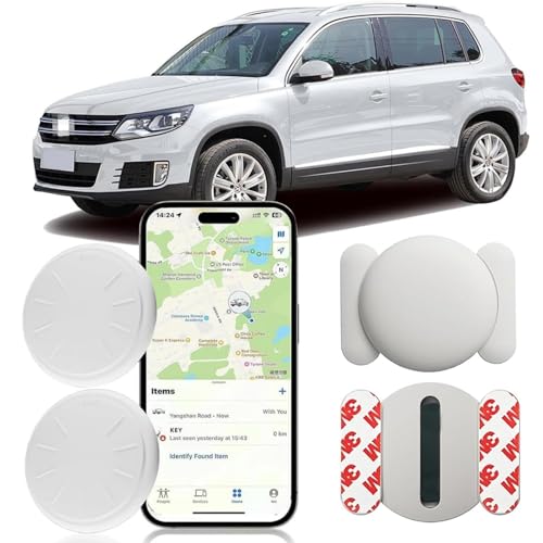 GPS Tracking Device,Real Time Vehicles Tracker with Magnetic Waterproof Case,No Monthly Fee Hidden Car GPS Tracker for Car Work with Apple Find My(iOS Only),No Subscription Required (White,2PCS) - color: White,2PCS