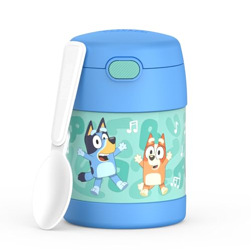 THERMOS FUNTAINER Kids Food Jar with Spoon, 10oz, Bluey - color: Bluey, size: 10 Ounce