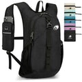 Folding Hiking Backpack with Phone Pocket for Men Women, Small Ultralight Packable Casual Daypack with Shoulder Chest Straps for Travel, 15L Foldable Lighweight Day Pack, Black - color: Black