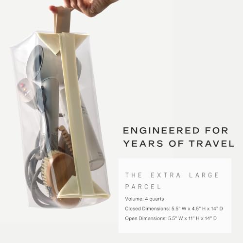 Cadence Parcel - Clear Travel Kit with Zipperless Magnetic Closure - Pebble, Extra Large - Durable, Leak-Resistant and TSA Approved Toiletry Bag - Modular Organization - Recycled TPU (4 Qt) - color: Pebble, size: Extra Large