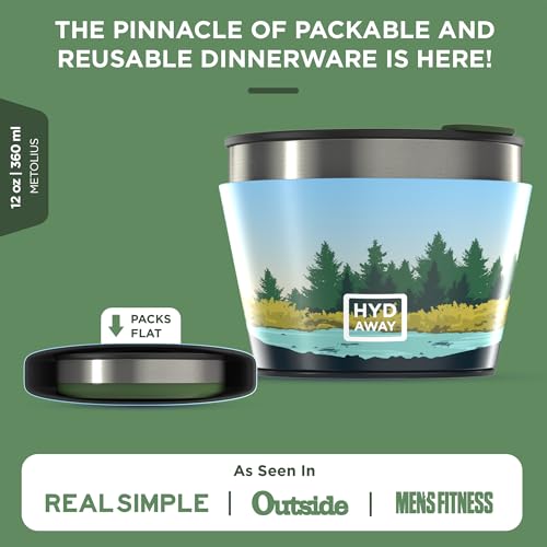 1.5-Cup Collapsible Insulated Bowl with Lid | BPA-Free, Leak-Resistant, and Ultra-Compact for Travel, Camping & Everyday Meals - color: Metolius