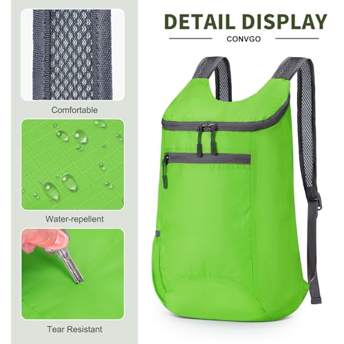 Lightweight Foldable Backpack,Travel Hiking Daypack Packable Bag | Green,20L Folding Backpack for Outdoor, Cycling,Camping, for Men and Women - color: Green