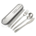 iNKULEER 100% Pure Titanium Travel Cutlery Set | Reusable Utensils with Metal Case | Portable Silverware for Camping, Office, Travel & Outdoor Dining - color: Titanium
