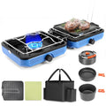 Hisencn 2 Burner Propane Camping Stove, 30000 BTU Foldable Portable Gas Stove with Cookware Set & Carry Bag, Outdoor Cooking for Camping, RV, Emergency Use, Blue - color: navy blue