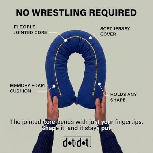 Dot&Dot Twist Memory Foam Travel Pillow, Bendable Neck Pillow for Airplane, Car and Home, 26-Inch Adjustable Roll with Washable Cotton Cover, Sapphire - color: Navy Blue, size: Standard (26")