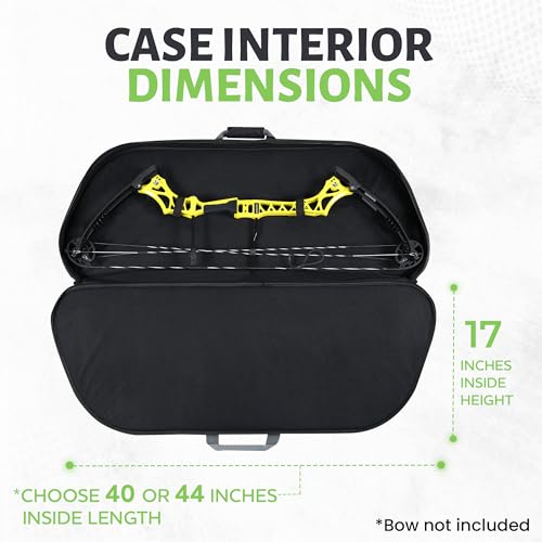 LEGEND Apollo Soft Bow Case - Compound Bow Case with Multiple Storage & Foam Padding, Lightweight Bow and Arrow Case for Archery Accessories, Bow Bag with Arrow Tube Pocket - 40" & 44" - color: Black / Green, size: 44in Inside Length