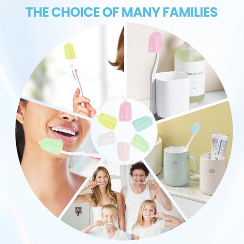 Lapfoon 6 Pack Toothbrush Covers, Silicone Tooth Brush Cover Cap | Toothbrush Caps for Electric & Manual Toothbrush Heads - color: Green